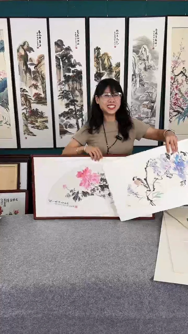 国画牡丹+紫藤画芯