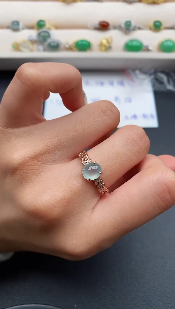 银S925镶嵌戒指翡翠777777+10