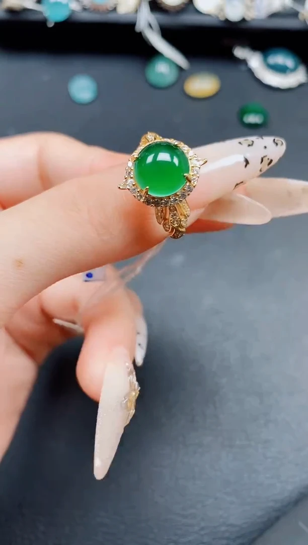 银S925镶嵌戒指翡翠翡翠