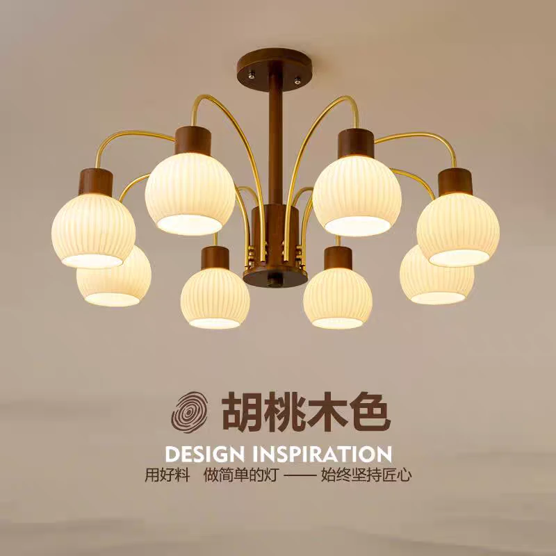 中古风吊灯法式客厅主灯新中式复古实木侘寂风卧室餐厅灯