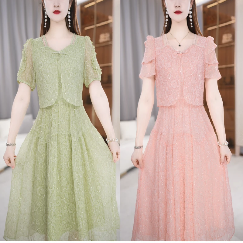 【连衣裙】甜美桃心领显瘦减龄时尚气质款连衣裙M-4XL