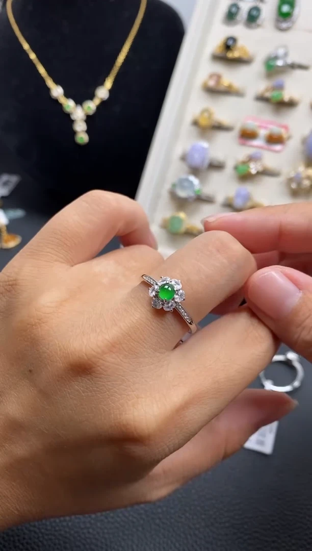 银S925镶嵌戒指翡翠1111111