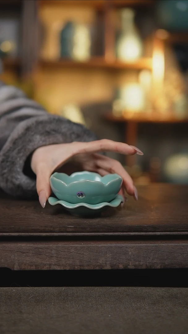 【闪购商品】杯仿古天青莲花茶漏套组瑕98