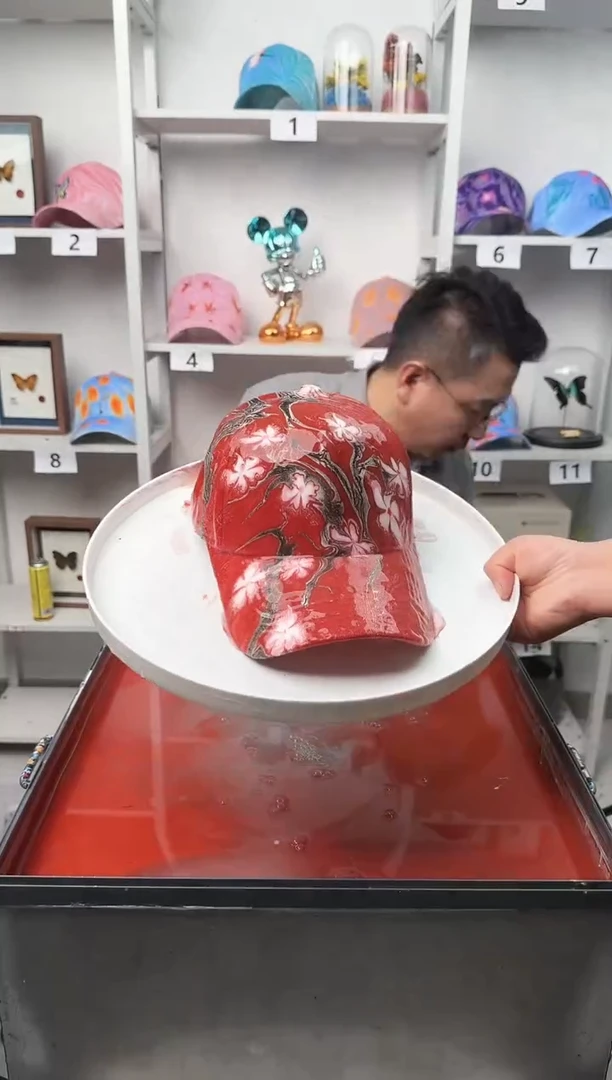 纯棉成人款国风桃花水拓帽