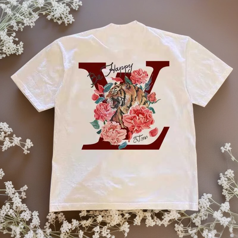 迪柯登潮流夏季男女短袖ins欧美体恤百搭印花T恤圆领男秀禾