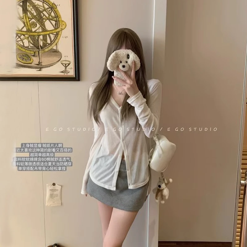 【饼干推荐】防晒纸片人软针织开衫女上衣#8545