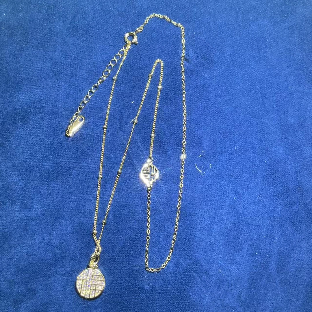 s9764黄色福字吊坠项链多样性发货