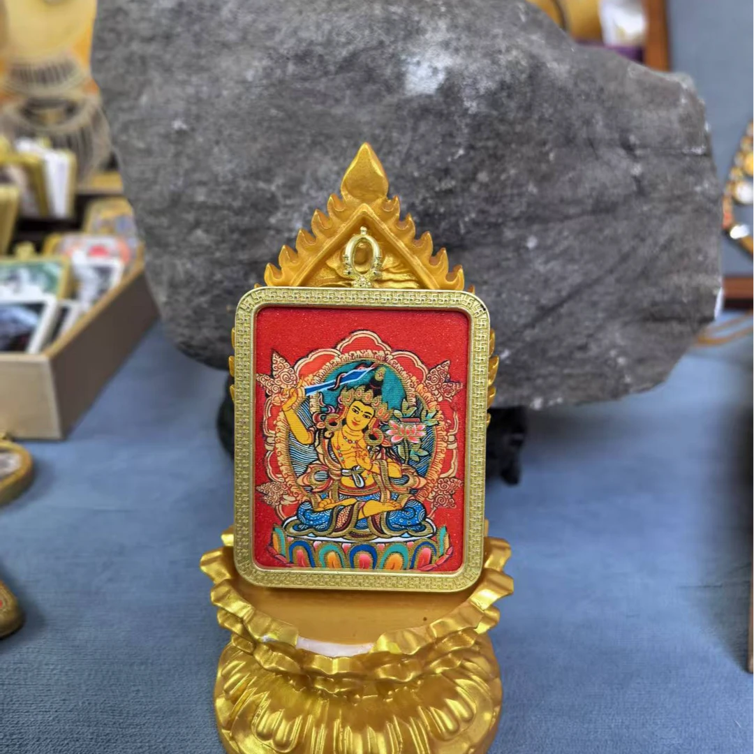 （兔)文殊菩萨单面双面唐卡手绘+描金守护生肖属相本命佛