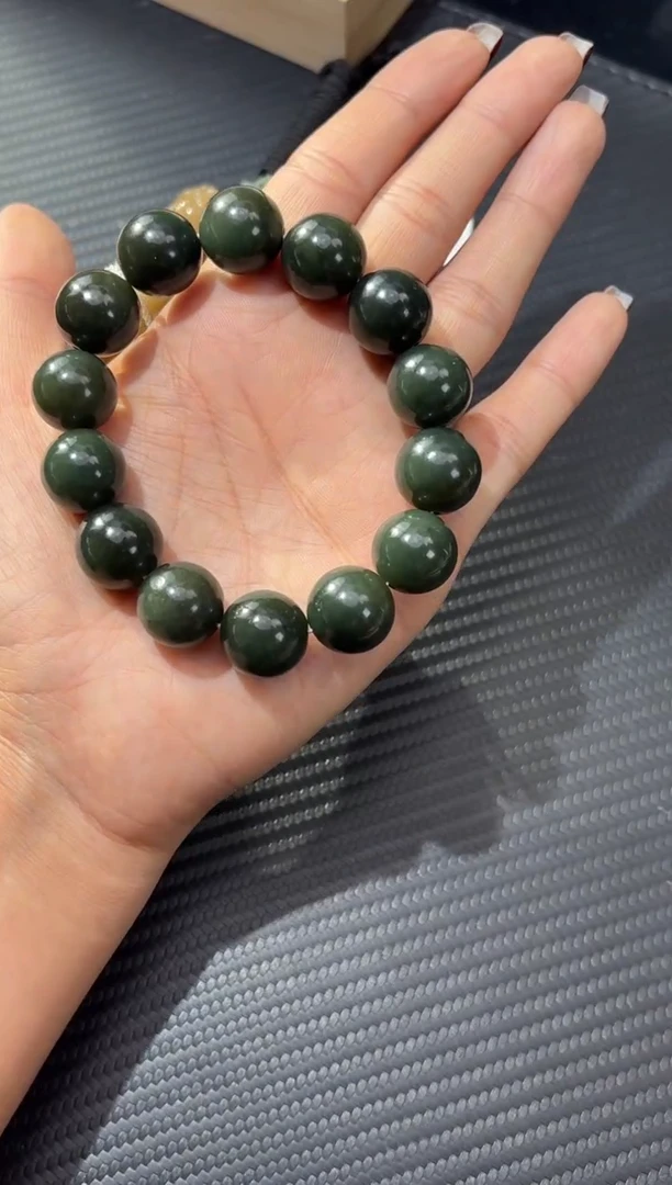 未镶嵌手串和田玉若羌微色差青黄口卡15手串