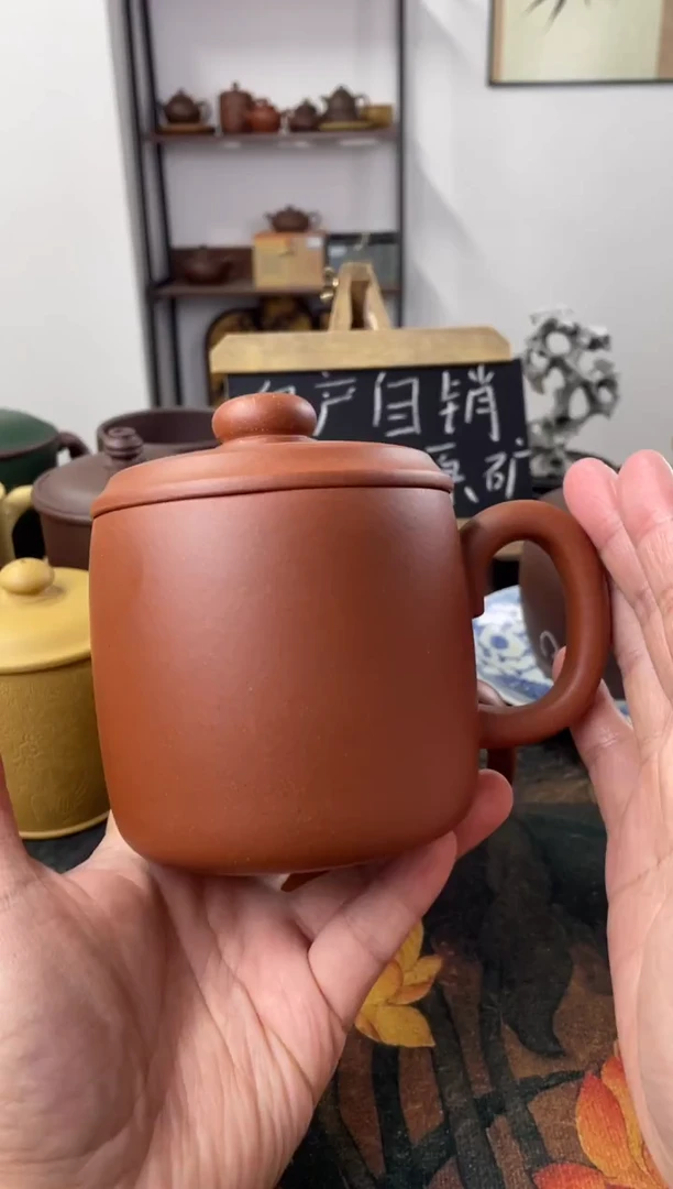 茶杯紫砂老红泥老板杯