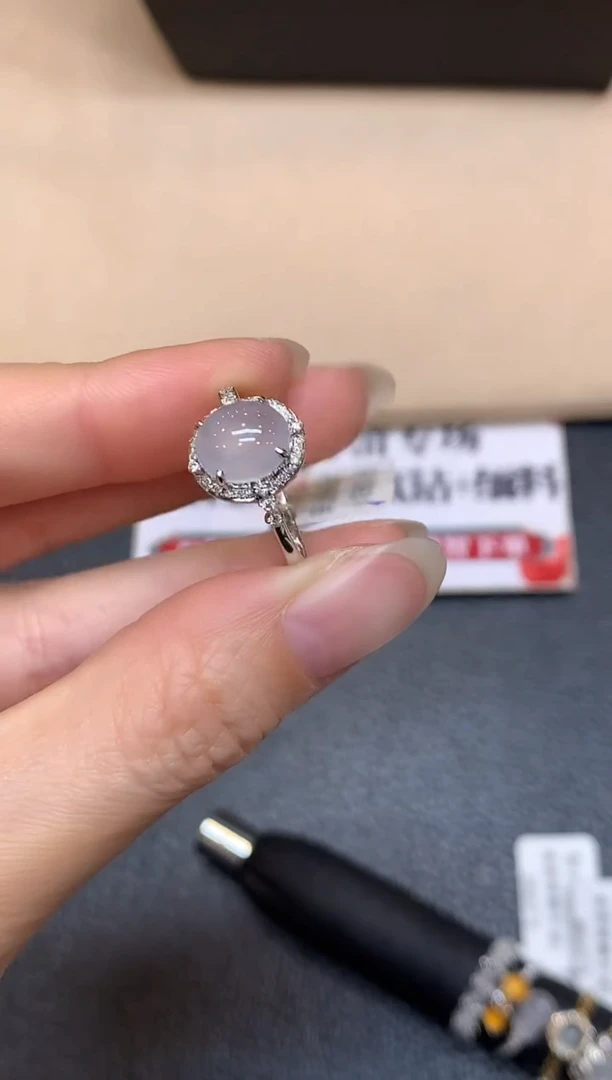 18K金镶嵌戒指翡翠6号【无鉴赏期】蛋面【无服务费