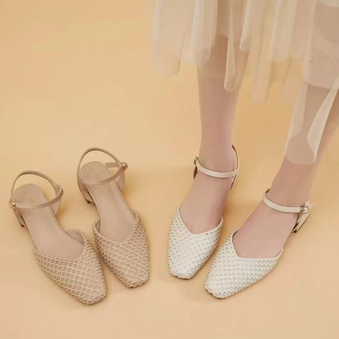 0-7 包头凉鞋女法式包头时装凉鞋休闲尖头舞鞋清凉感