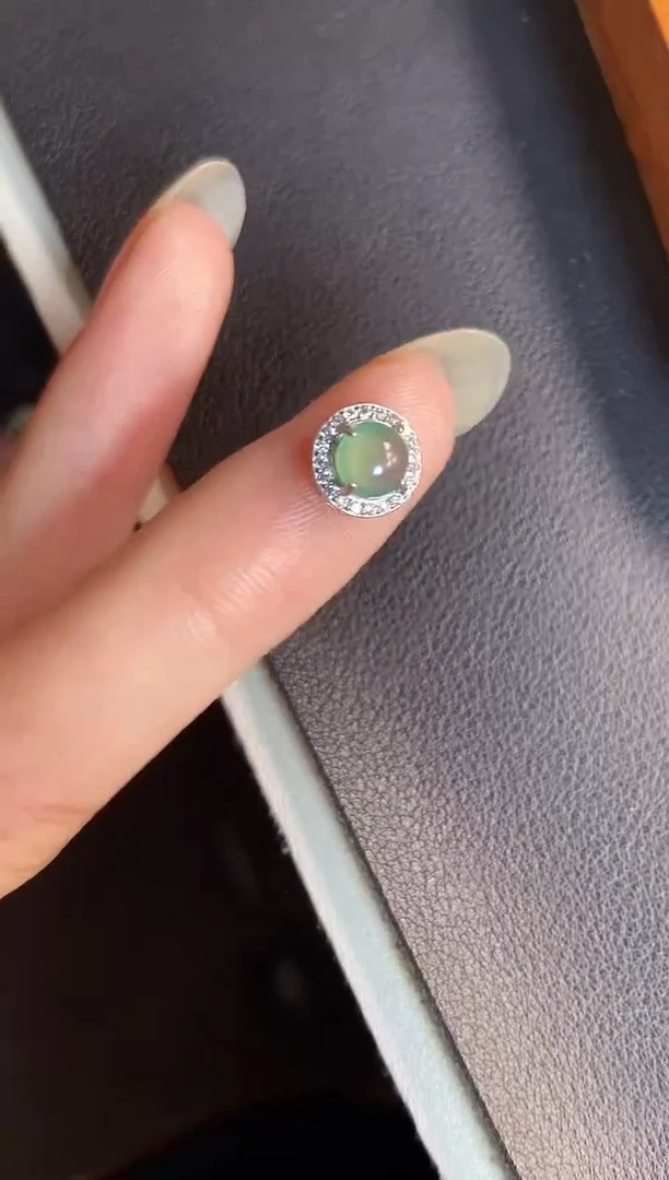 吊坠(不含链)银S925镶嵌翡翠天然A货翡翠