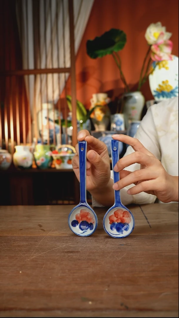 瓷片【简家甄选】景德镇设计师釉下手绘陶瓷餐具