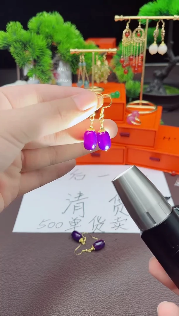 【闪购商品】玛瑙/玉髓耳钉银S925镶嵌326000