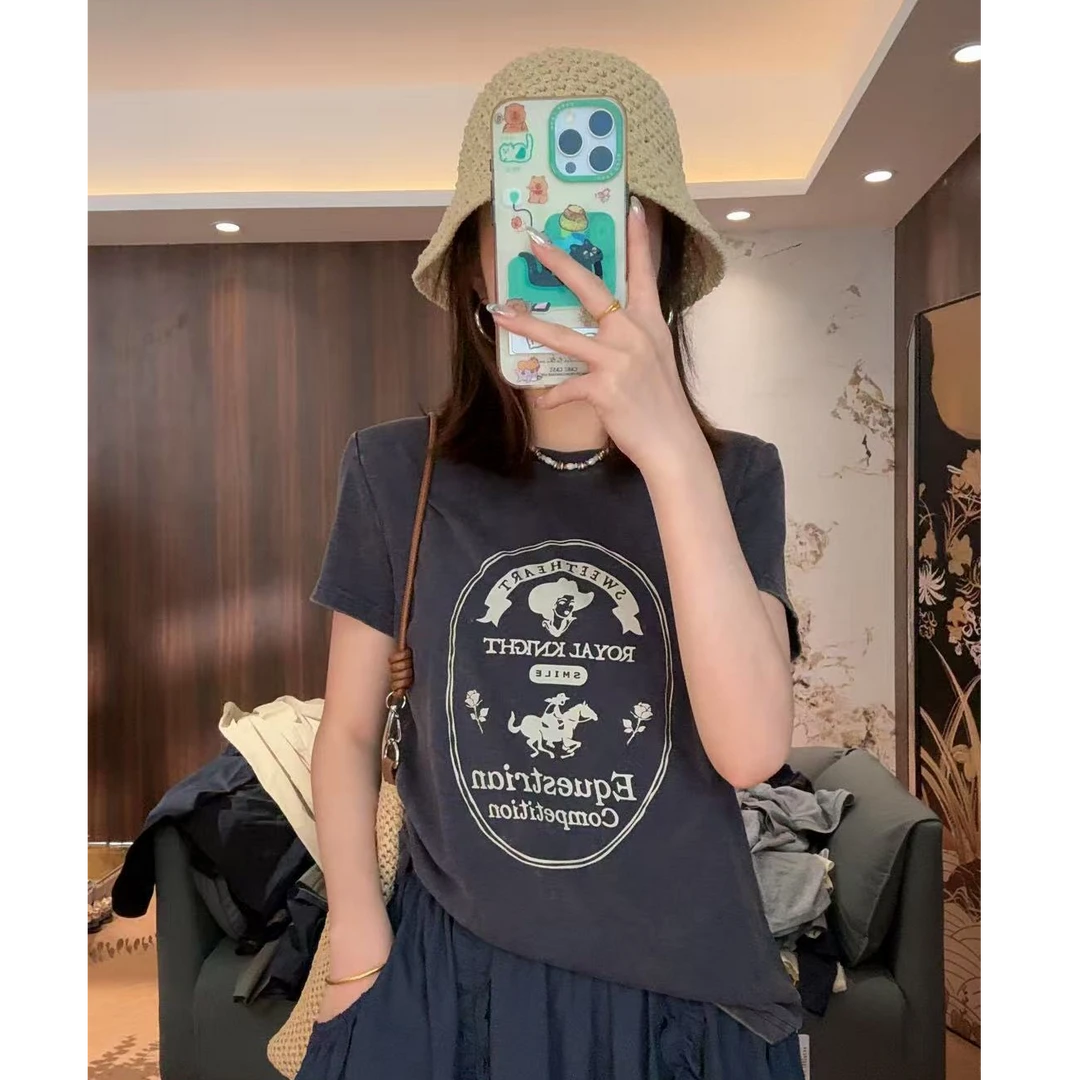 【LIbaibai】夏装2025年新款宽松显瘦短袖T恤上衣BB-1865