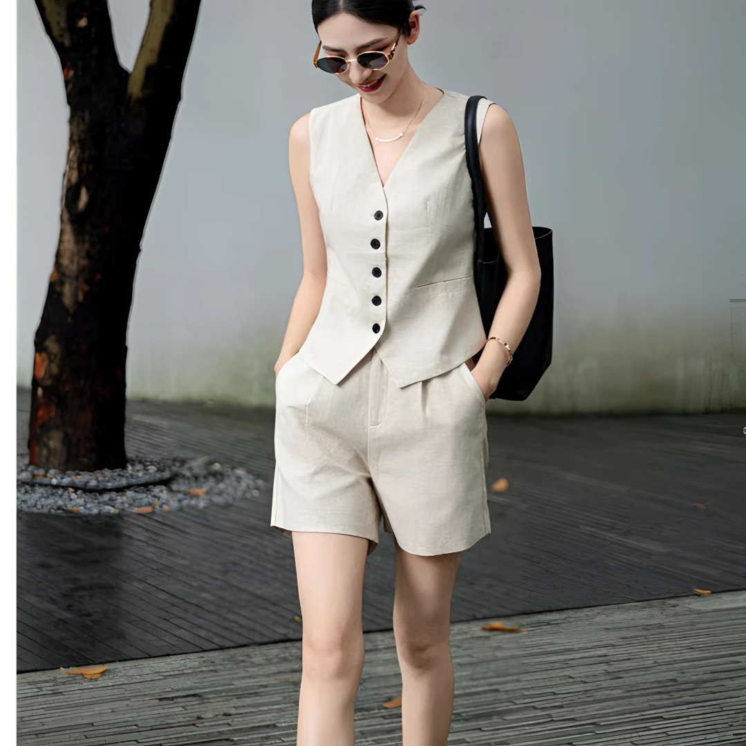 【亚麻】马甲女款2025新款爆款松弛休闲通勤时尚网红洋气莱赛尔马甲