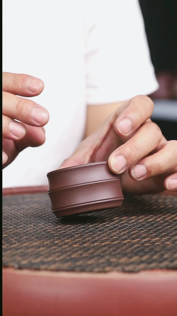 茶壶紫砂4号老紫泥竹节客杯50CC