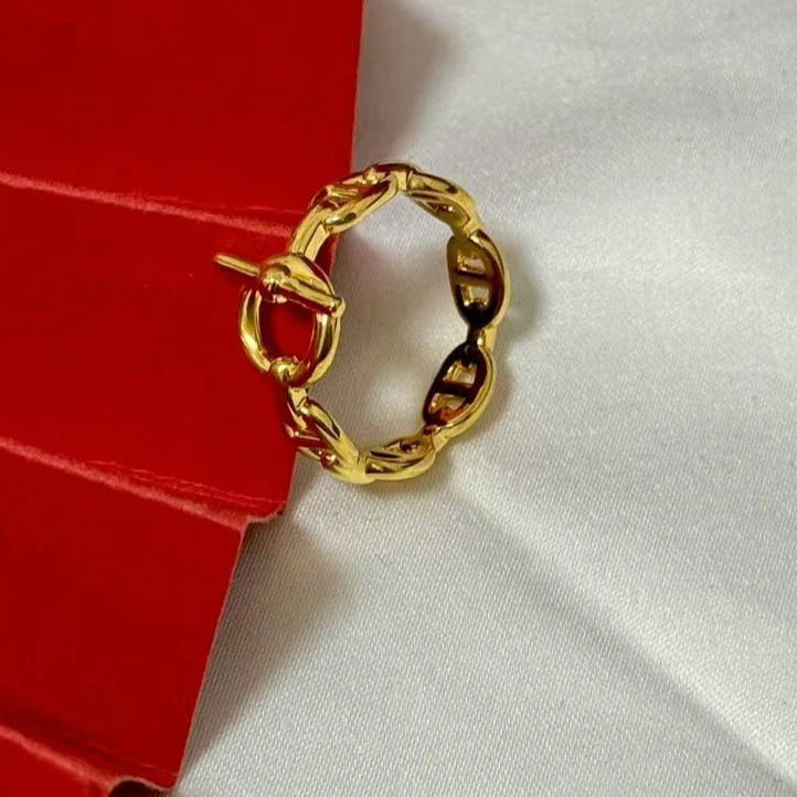 【小鹏黄金】足金999 OT猪鼻子5D工艺戒指