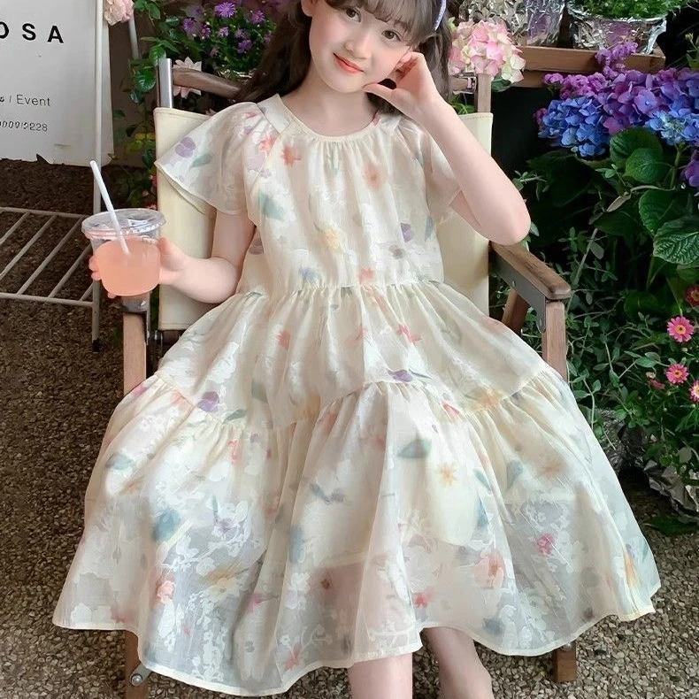 仙气飘飘~女童连衣裙夏装2025新款洋气童装甜美女孩碎花公主裙