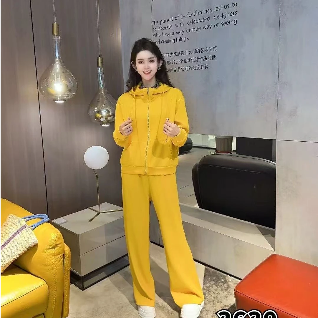显瘦休闲运动套装气质加绒春秋网红卫衣潮流bra春季开衫时尚（甜）