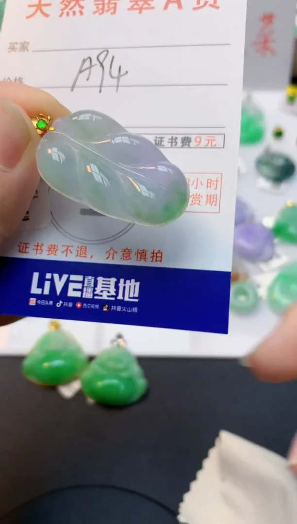 颈饰18K金镶嵌翡翠天然缅甸A货翡翠百元以上9元证书费自理