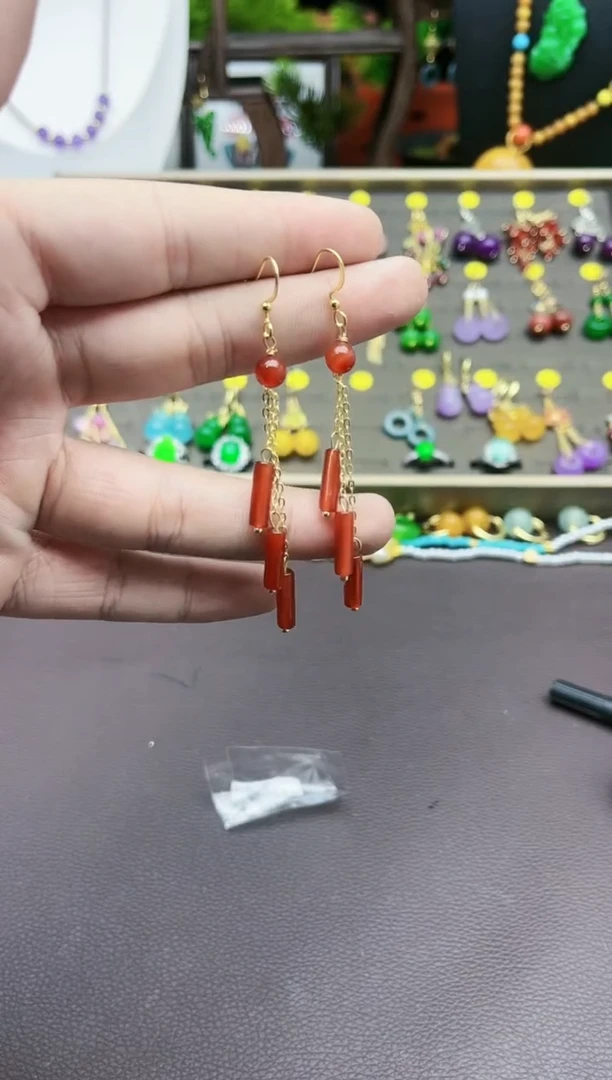 【闪购商品】南红玛瑙耳饰银S925镶嵌704000