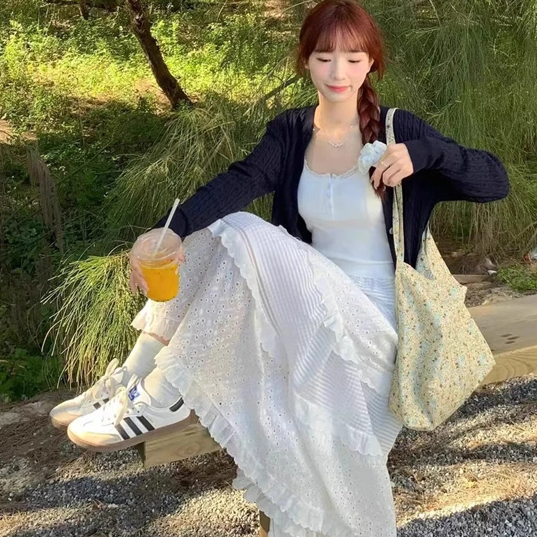 白色法式蓬蓬款裙女夏季2025新款气质仙女a字半身裙芭蕾蛋糕裙子