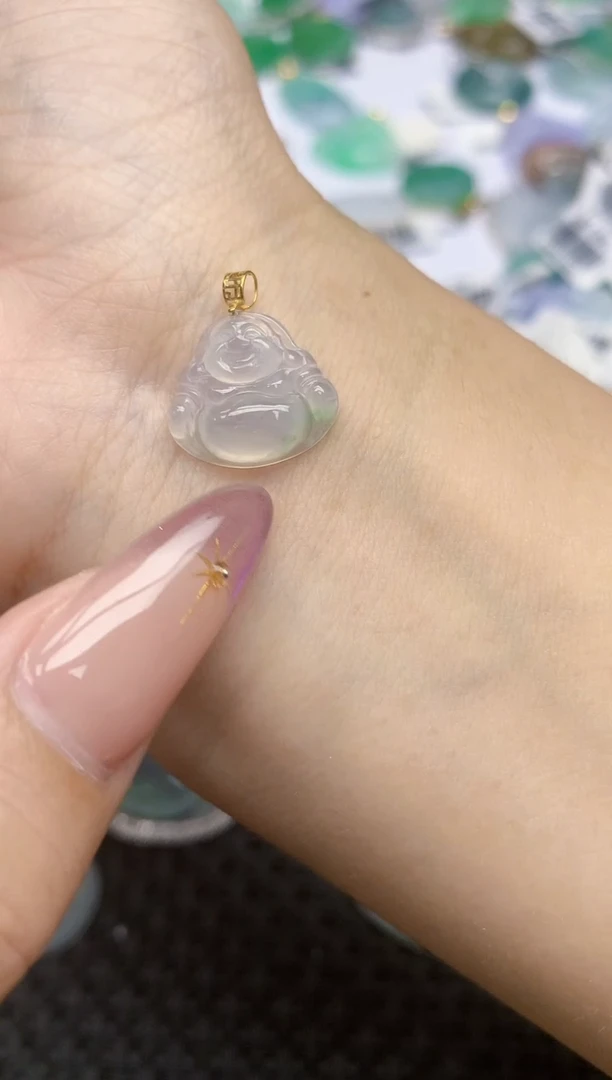 翡翠18K金镶嵌颈饰276   天然翡翠A货  百元以上9米证书费自理