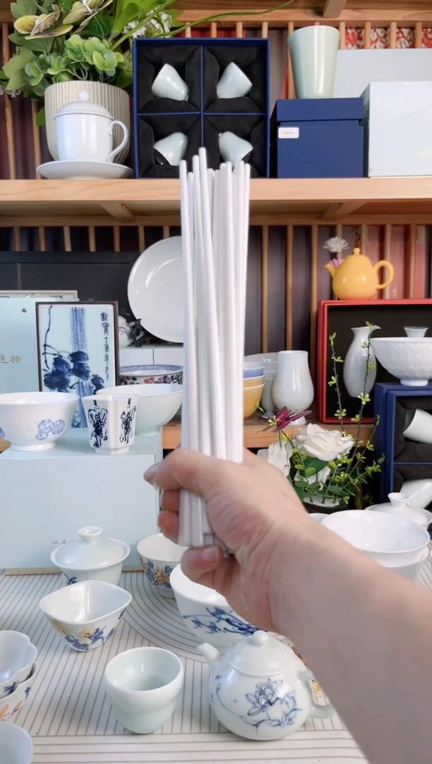 瓷片高温白瓷10双筷子