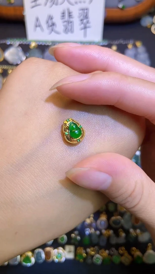 翡翠银S925镶嵌吊坠(不含链)天然A货翡翠