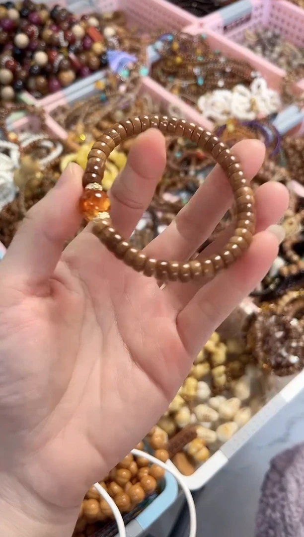 手串琥珀（花珀）未镶嵌库克药片搭配琥珀花珀7*3.5mm