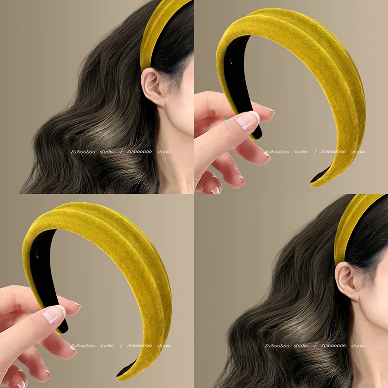 姜黄悦颜~设计感丝绒发箍女高颅顶显脸小头箍气质百搭旅行发卡女