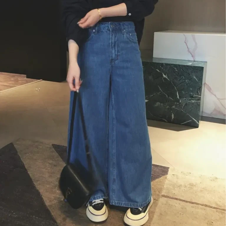 FAUES订单福利 定织斜纹汉麻棉舒适轻薄显瘦复古宽松阔腿牛仔裤