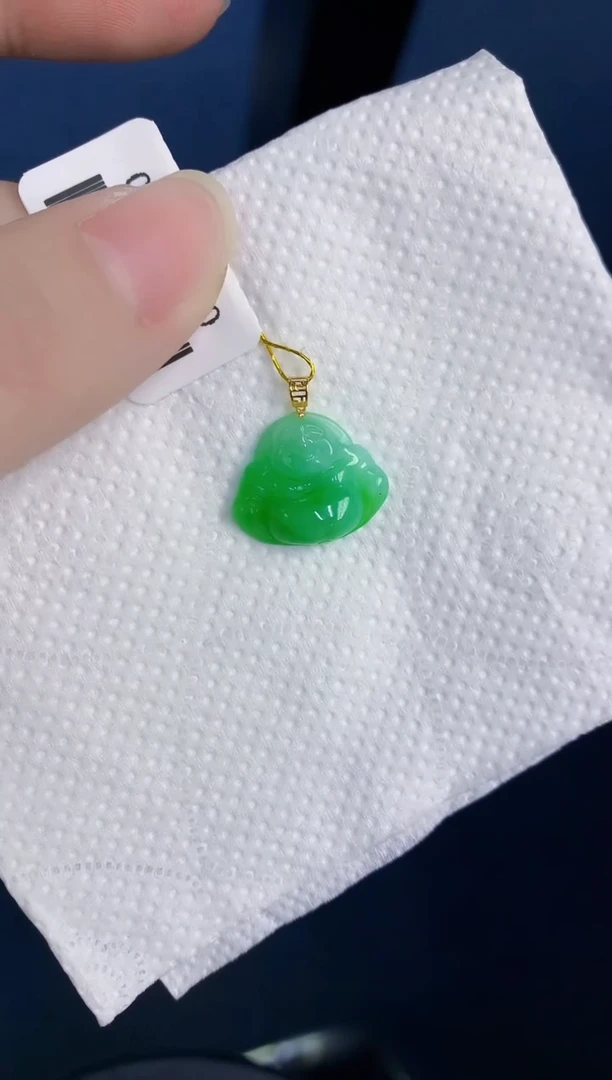 颈饰18K金镶嵌翡翠天然翡翠缅甸A货