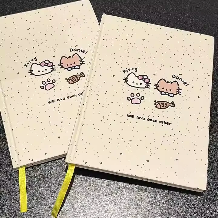 泼墨kt猫硬壳学习笔记本加厚横线本学生可爱日记本高颜值记事本TJ