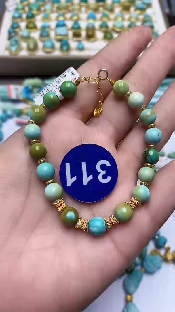 绿松石银S925镶嵌手链311