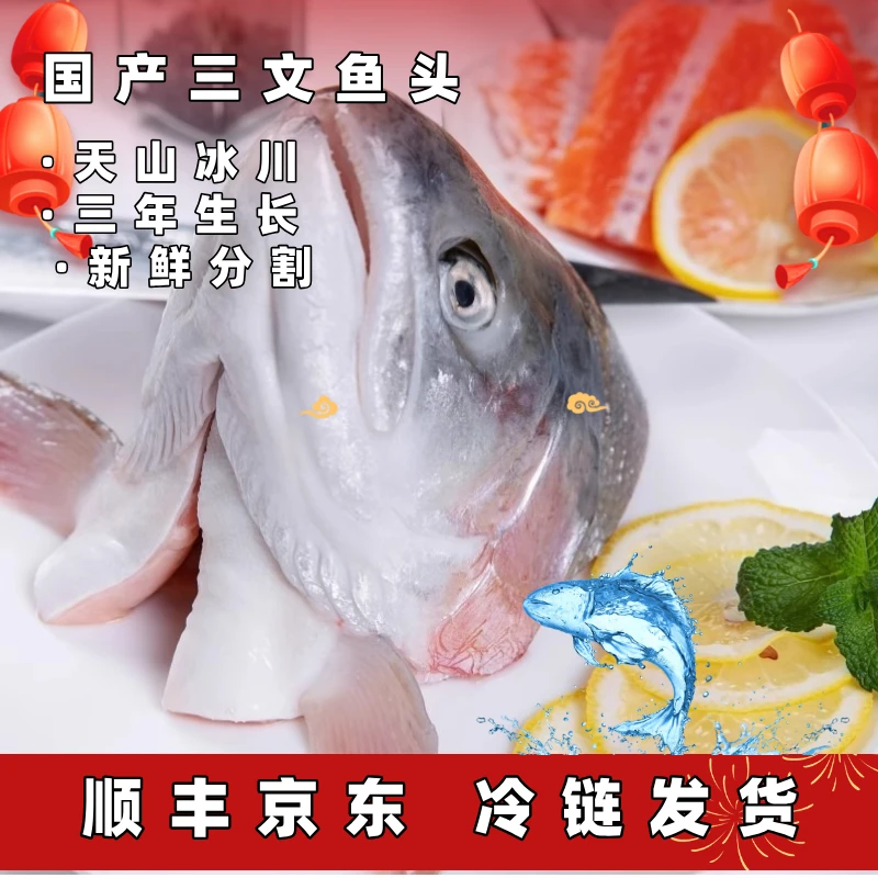 三文鱼头新鲜刺身海鲜整条现切当天新疆国产三文鱼头非进口挪威