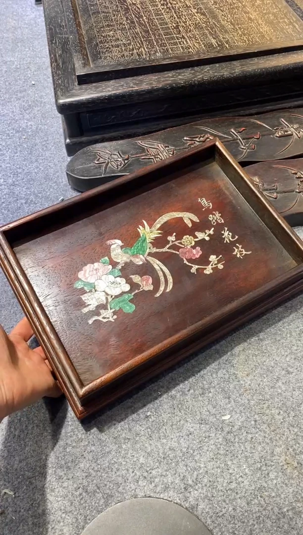 木紫檀拆件雕刻板以直播间实物为准微瑕老物件