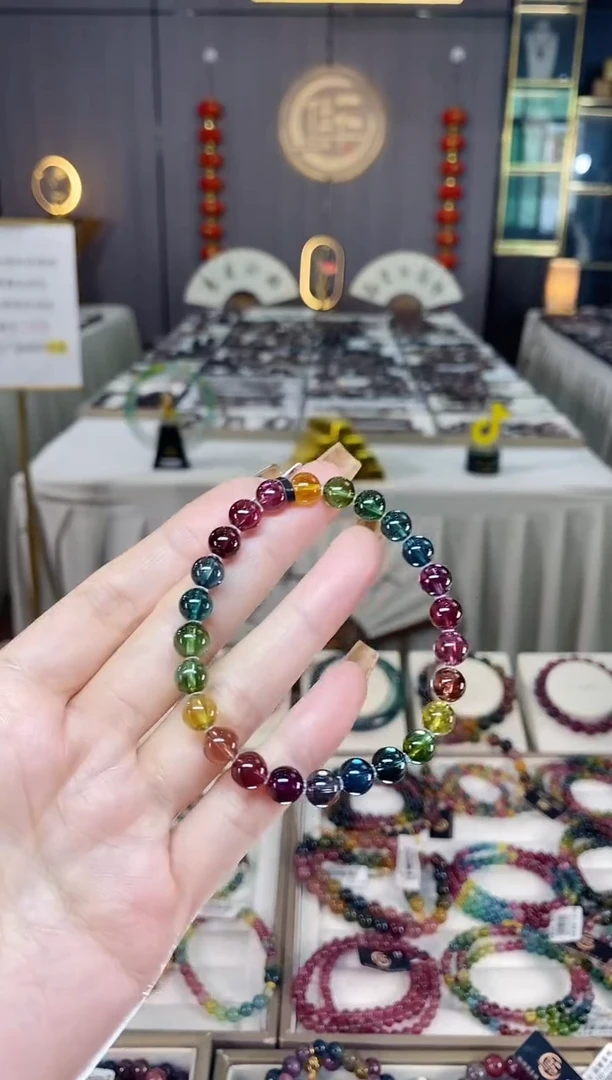 未镶嵌老矿碧玺彩虹单圈手串7mm+碧玺dan多样性发货一条