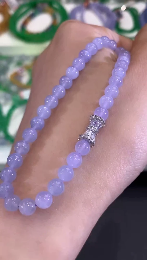 未镶嵌手串翡翠C17  紫货有色差