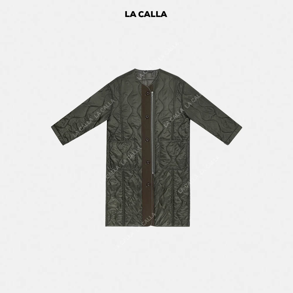 LA CALLA日系手工军绿色保暖加厚复古外套XX003