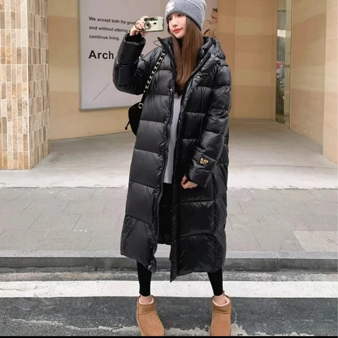 黑金羽绒服男女加厚长款新款冬季2024新款保暖过膝鸭绒情侣外套帅