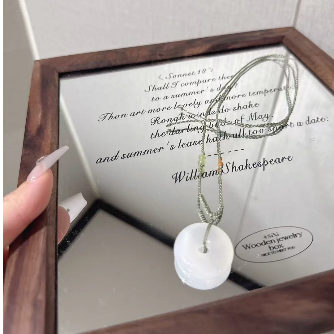 玛瑙平安扣编绳项链