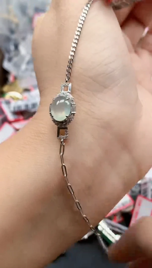 银S925镶嵌戒指翡翠天然A货缅甸翡翠