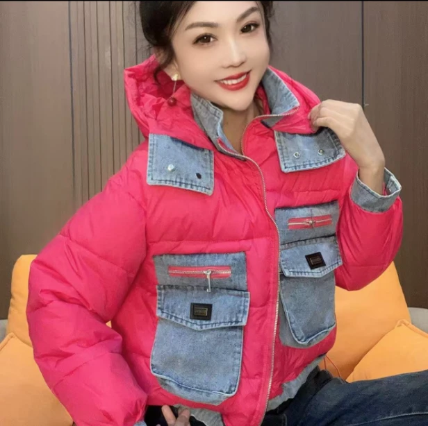 260 洋气拼接牛仔棉服