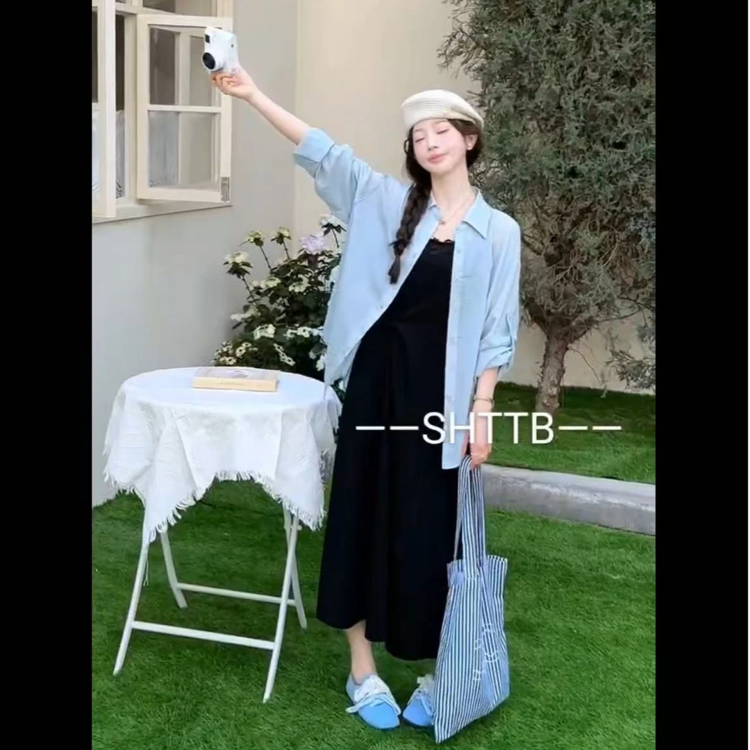 王姐专属-2025春韩版时尚显瘦吊带连衣裙＋长袖防晒【三和-25858】