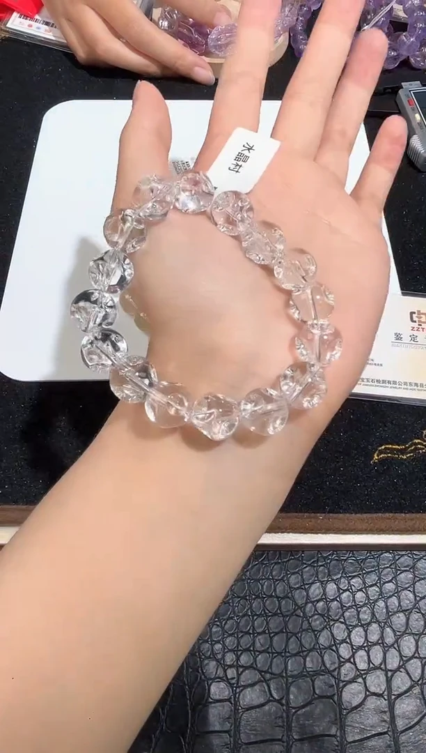 未镶嵌手链水晶妞****?63号白水晶六合切面单圈12+mm