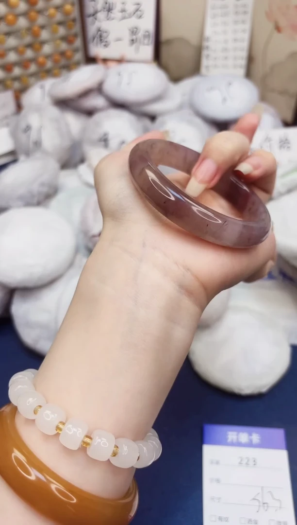 石英质玉手镯未镶嵌223-紫罗兰-圈口56