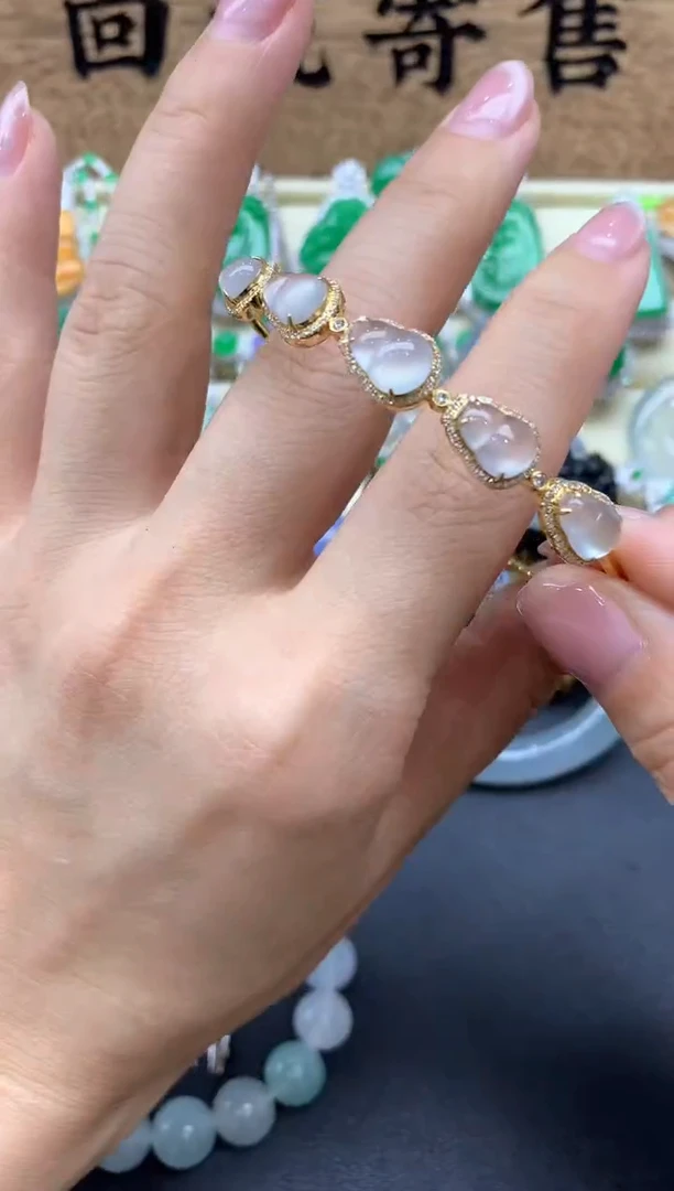 【闪购商品】翡翠手镯18K金镶嵌465-中国好珍宝